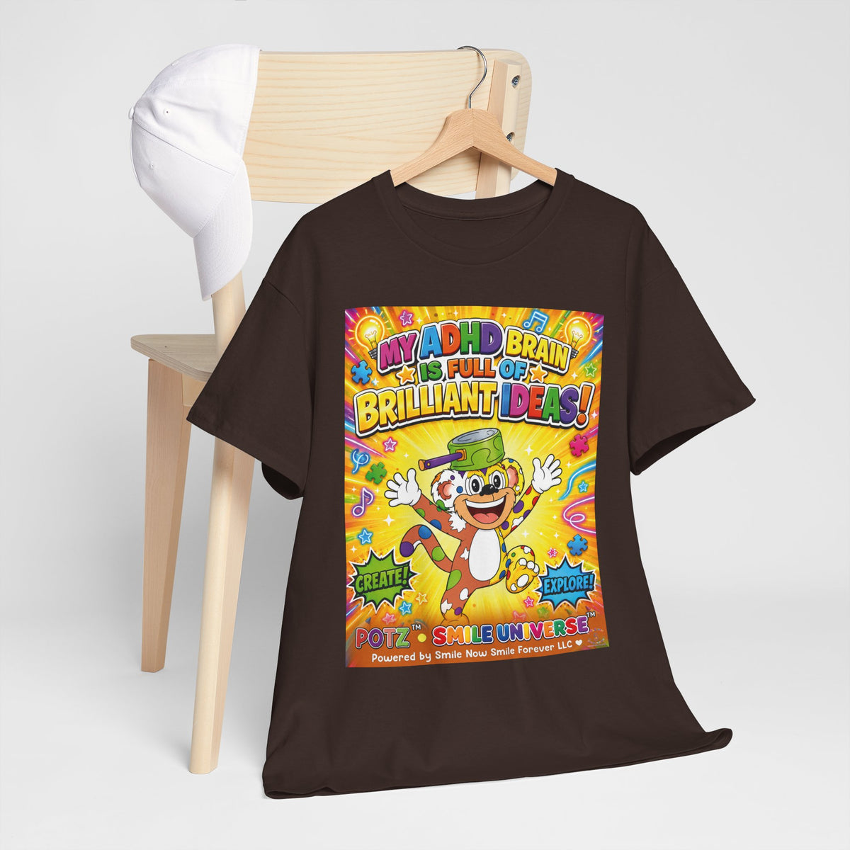 Potz™ Unisex Heavy Cotton™ Tee – "My ADHD Brain is Full of Brilliant Ideas!" Graphic Tee | Smile Universe Collection