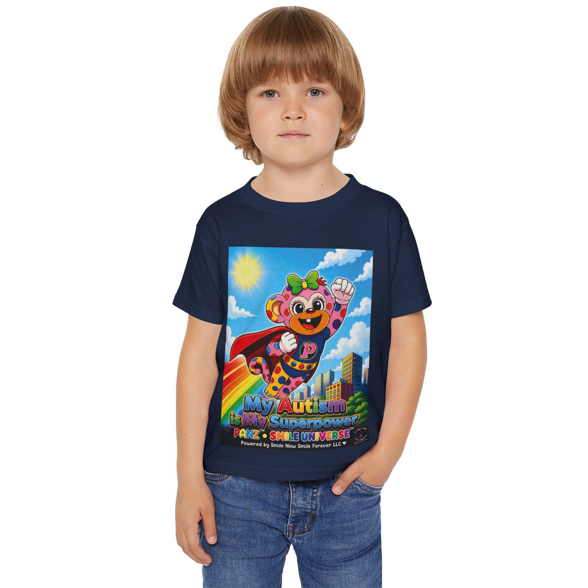 Panz™ Heavy Cotton™ Toddler T-Shirt – "My Autism is My Superpower" Graphic | Smile Universe Collection