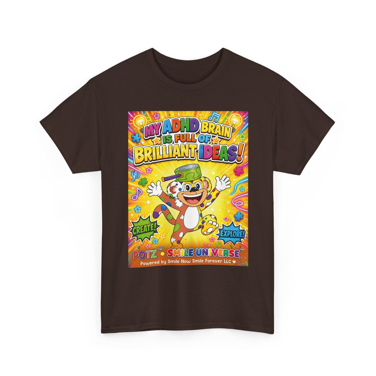 Potz™ Unisex Heavy Cotton™ Tee – "My ADHD Brain is Full of Brilliant Ideas!" Graphic Tee | Smile Universe Collection