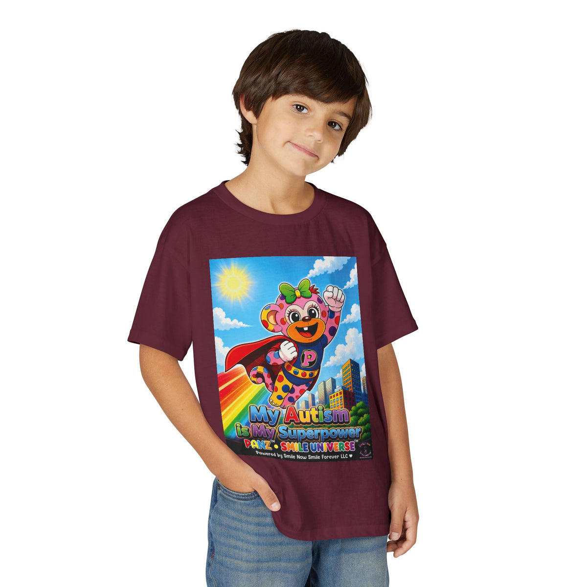 Panz™ Youth DryBlend® T-Shirt – "My Autism is My Superpower" Graphic | Smile Universe Collection