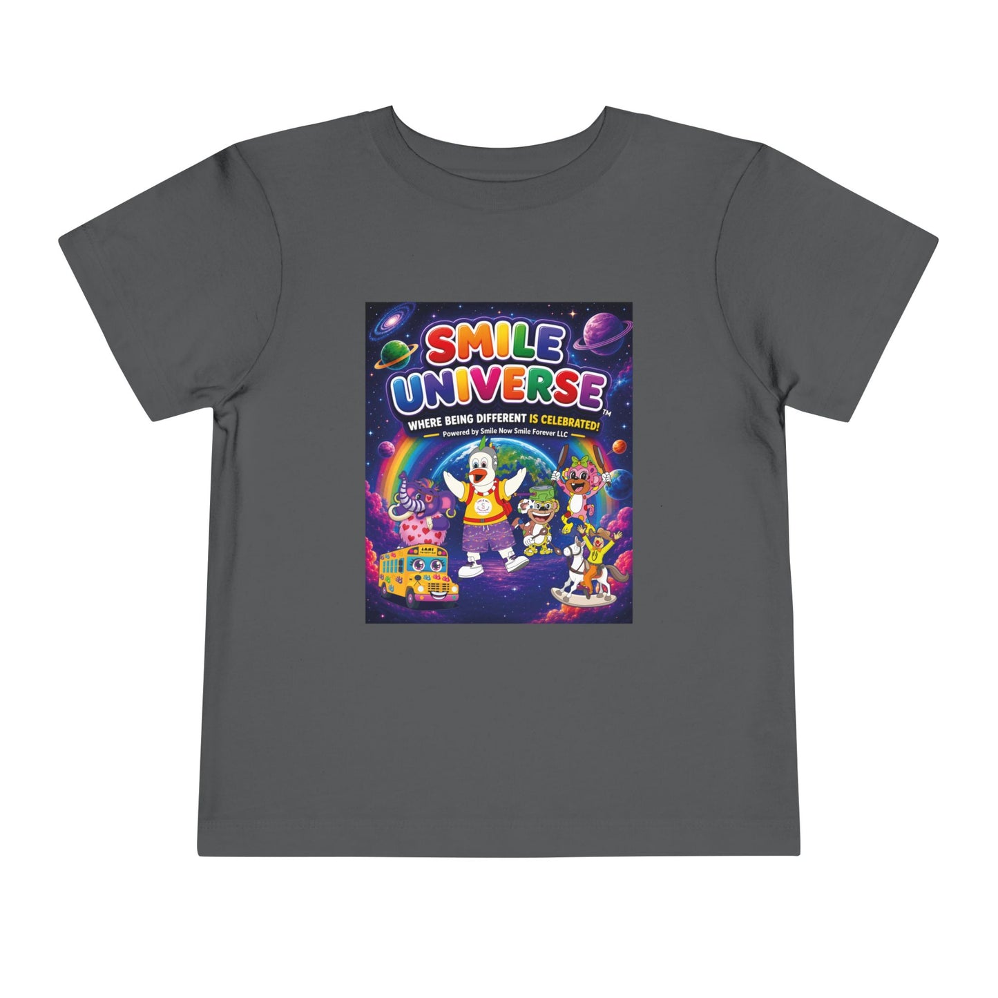 Smile Universe™ Toddler Short Sleeve Tee – "Where Being Different is CELEBRATED!" Graphic