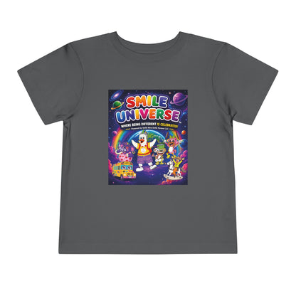 Smile Universe™ Toddler Short Sleeve Tee – "Where Being Different is CELEBRATED!" Graphic