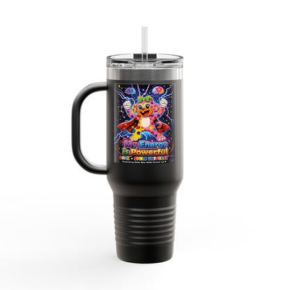 Panz™ Insulated Travel Mug 40oz – "My Energy is Powerful" Graphic Tumbler | Smile Universe Collection