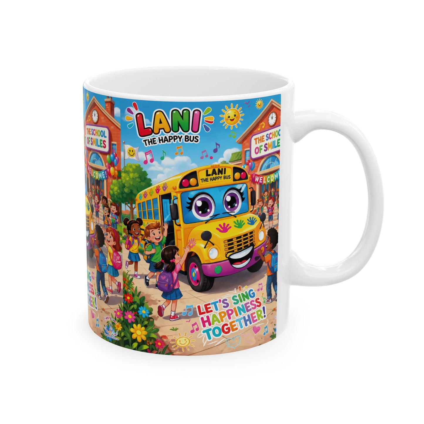 Lani™ Ceramic Mug (11oz & 15oz) – "Let's Sing Happiness Together!" Graphic