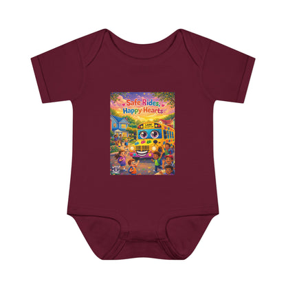 Lani™ Infant Baby Rib Bodysuit – "Safe Rides, Happy Hearts" Graphic