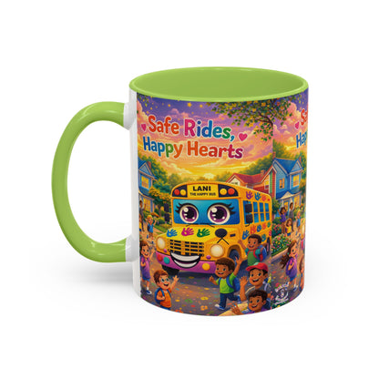 Lani™ Accent Coffee Mug (11oz & 15oz) – "Safe Rides, Happy Hearts" Graphic