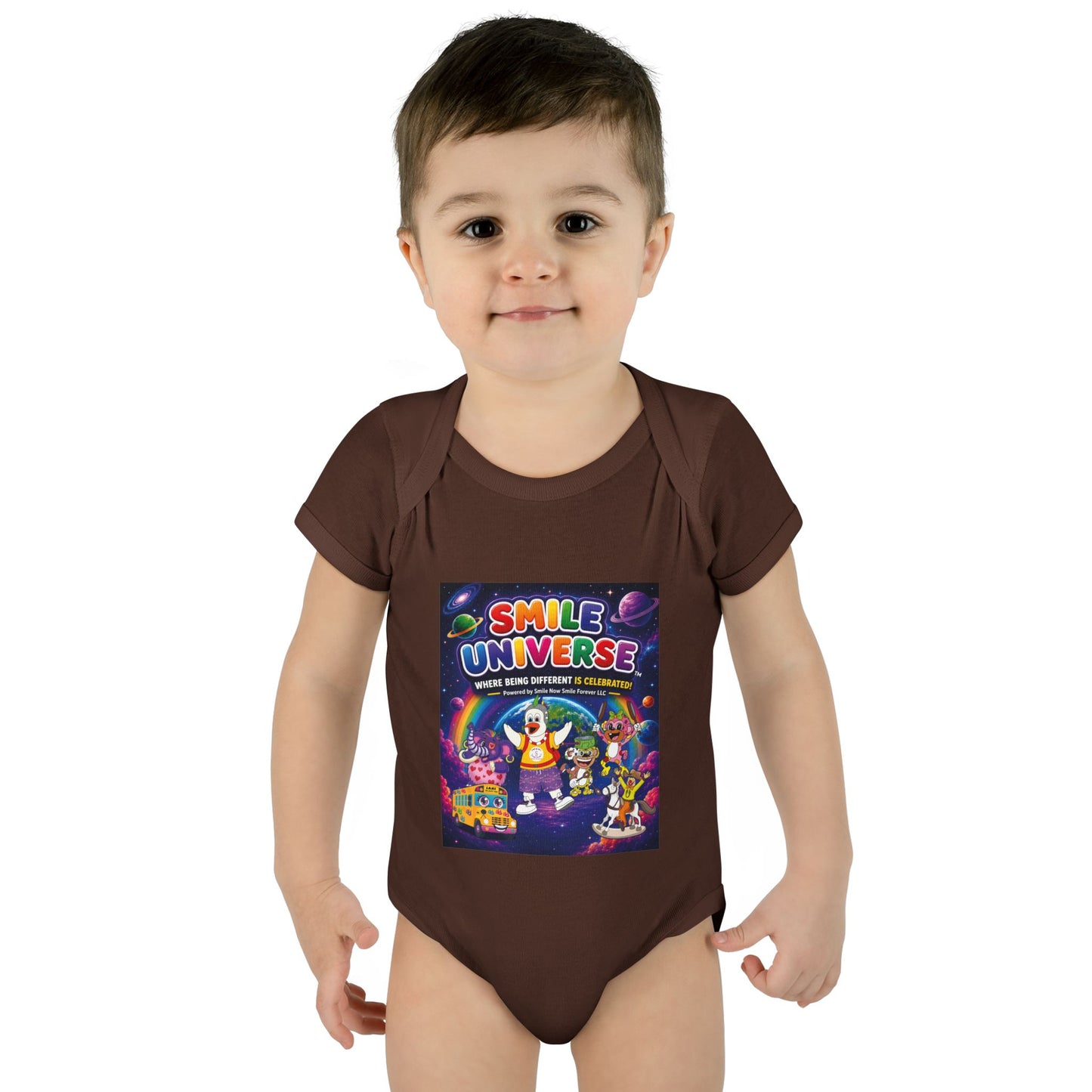 Smile Universe™ Infant Baby Rib Bodysuit – "Where Being Different is CELEBRATED!" Graphic