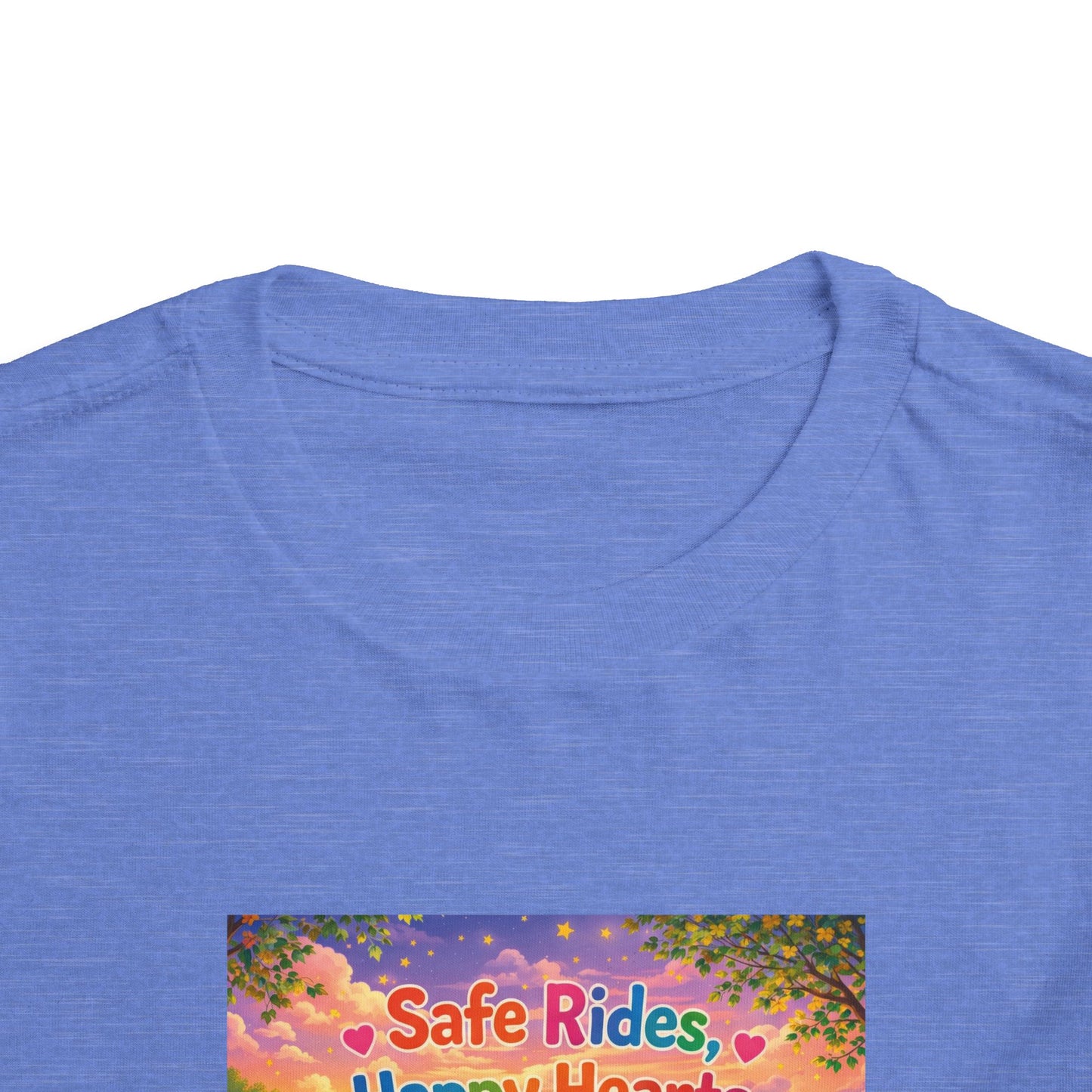 Lani™ Toddler Short Sleeve Tee – "Safe Rides, Happy Hearts" Graphic