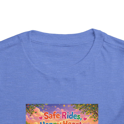 Lani™ Toddler Short Sleeve Tee – "Safe Rides, Happy Hearts" Graphic