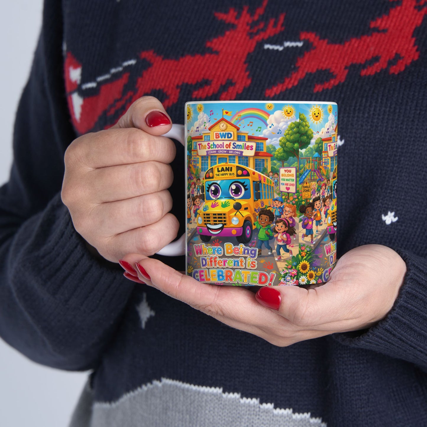 Lani™ Ceramic Mug (11oz & 15oz) – "Where Being Different is CELEBRATED!" Graphic