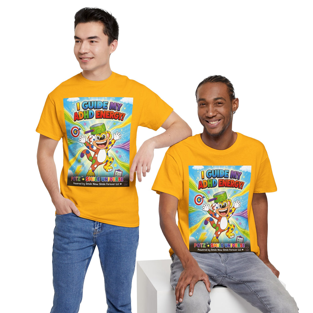 Potz™ Unisex Heavy Cotton™ Tee – "I Guide My ADHD Energy!" Graphic Tee | Smile Universe Collection