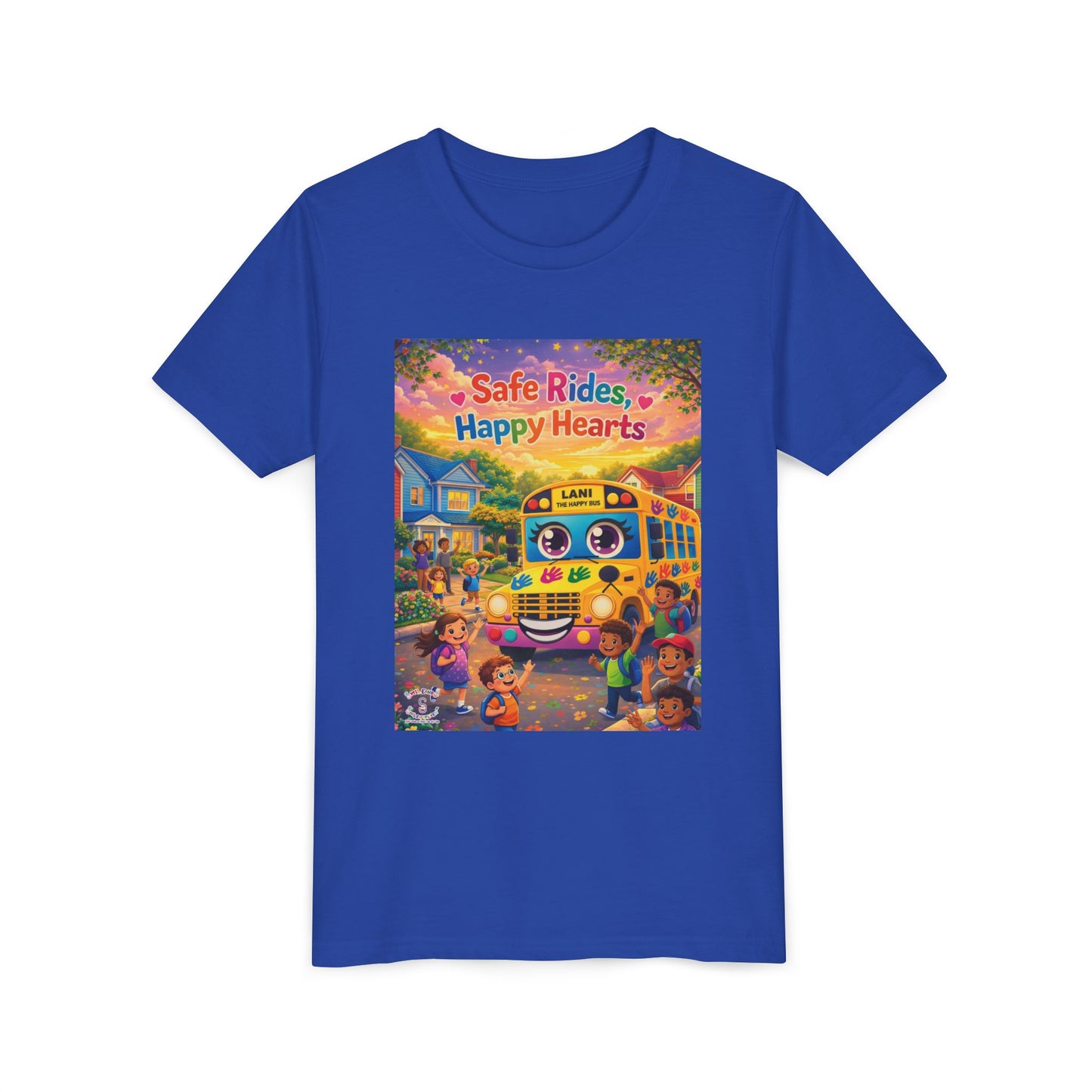 Lani™ Youth Short Sleeve Tee – "Safe Rides, Happy Hearts" Graphic