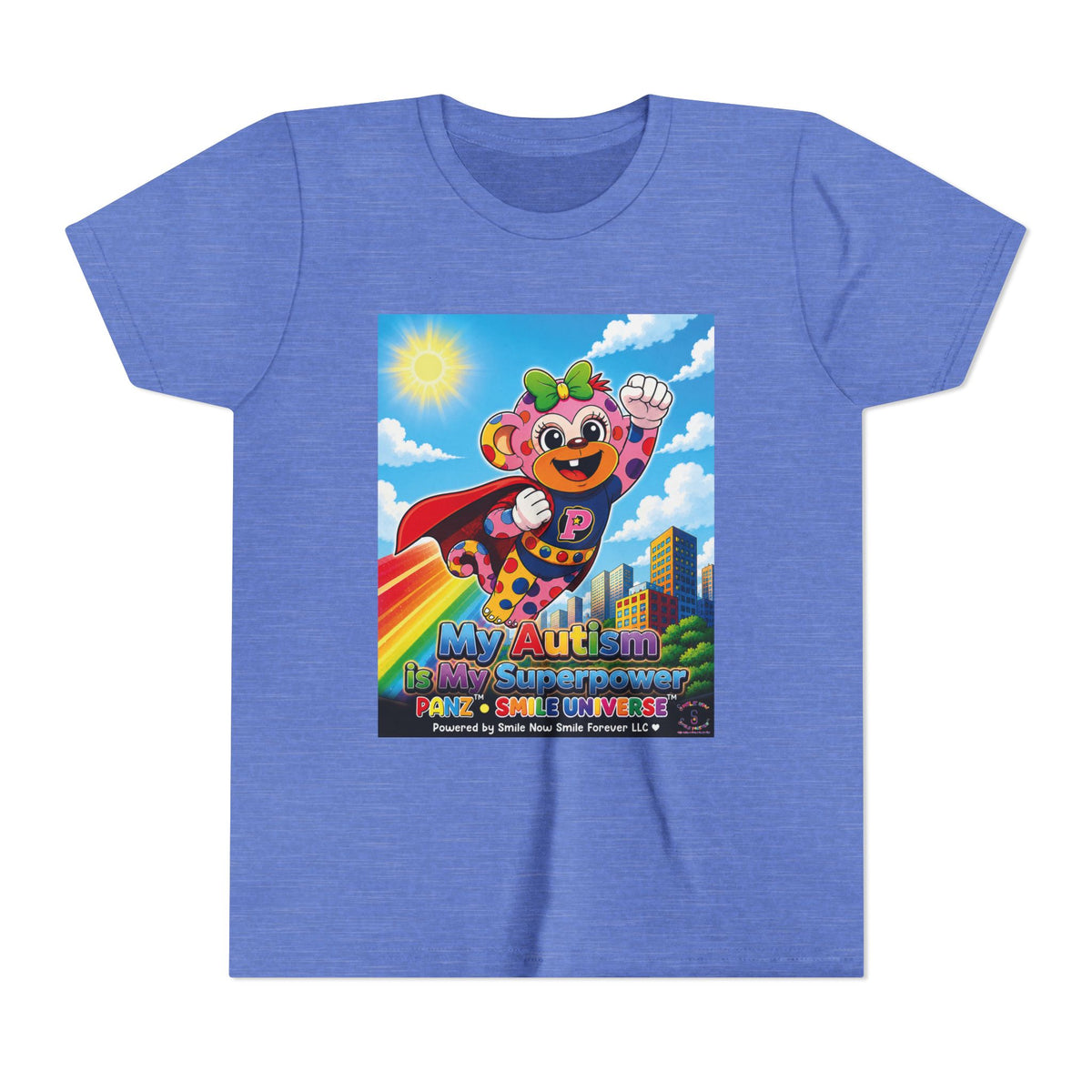 Panz™ Youth Short Sleeve Tee – "My Autism is My Superpower" Graphic | Smile Universe Collection