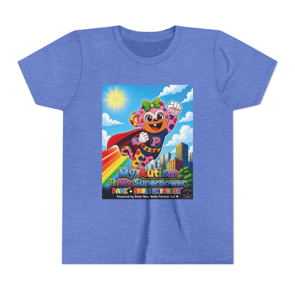 Panz™ Youth Short Sleeve Tee – "My Autism is My Superpower" Graphic | Smile Universe Collection