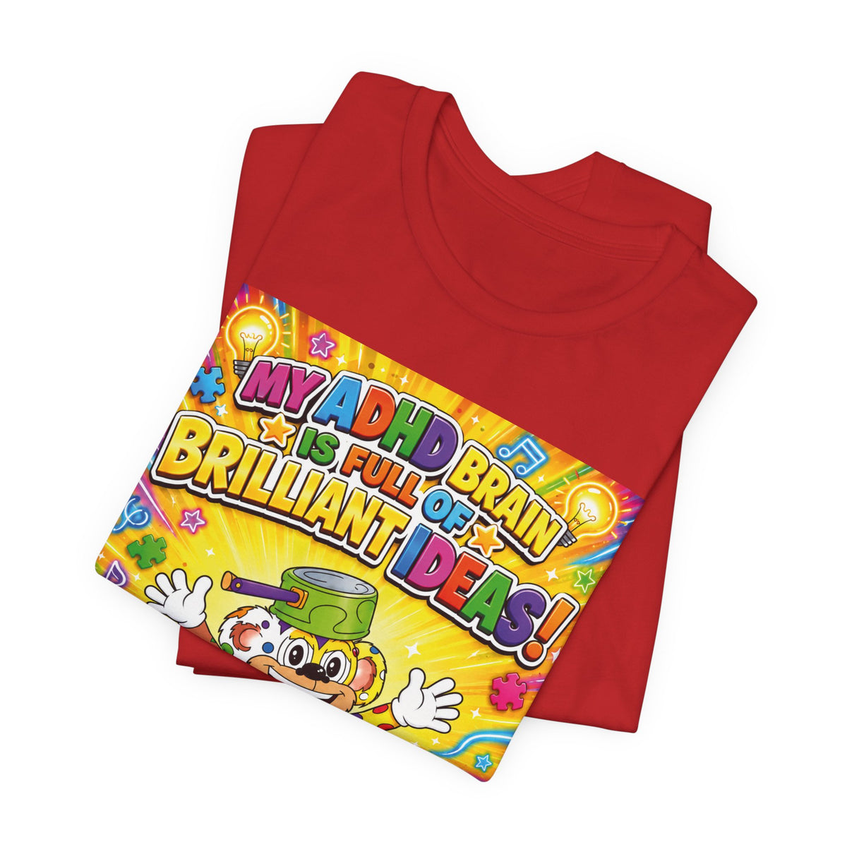 Potz™ Unisex Jersey Short Sleeve Tee – "My ADHD Brain is Full of Brilliant Ideas!" Graphic Tee | Smile Universe Collection