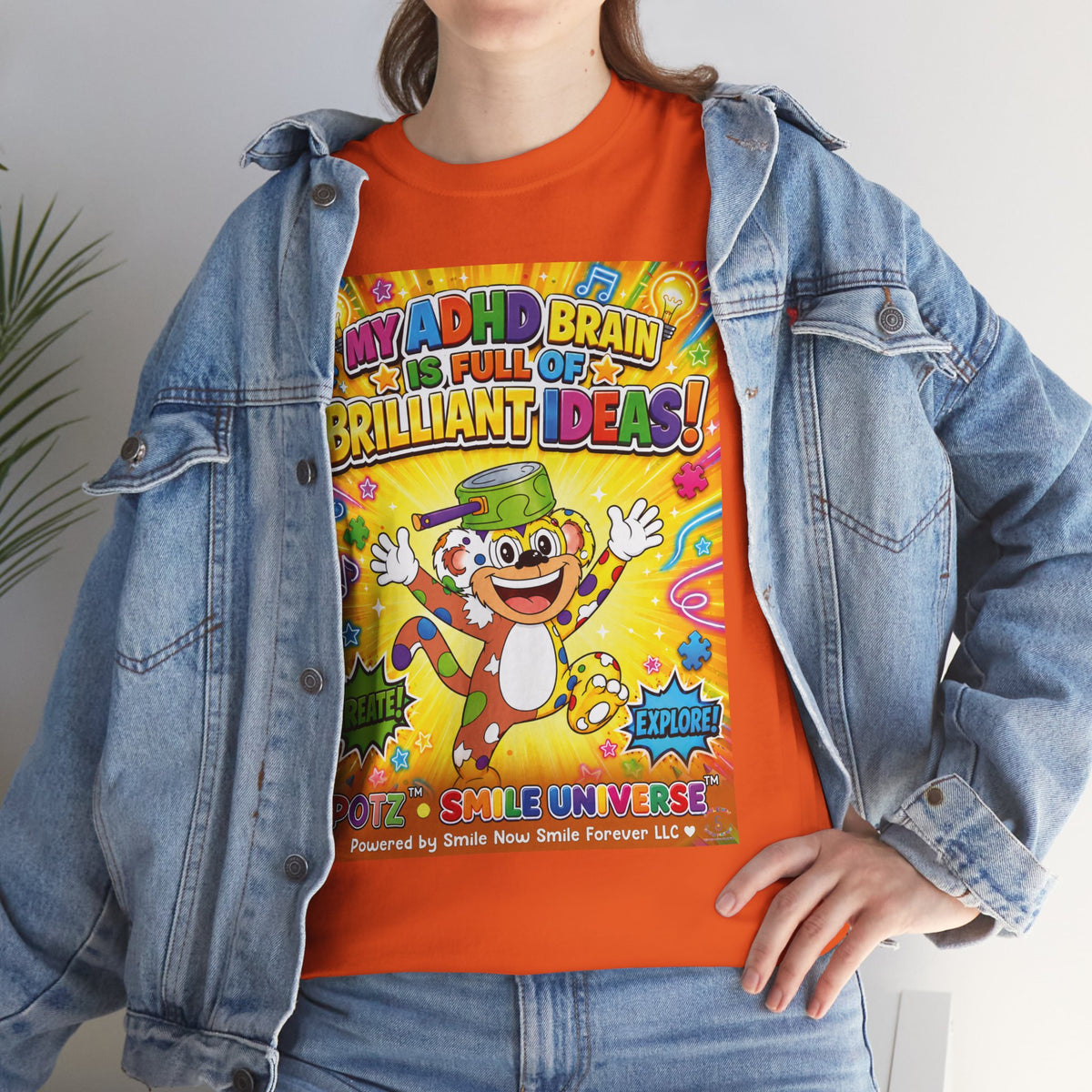 Potz™ Unisex Heavy Cotton™ Tee – "My ADHD Brain is Full of Brilliant Ideas!" Graphic Tee | Smile Universe Collection