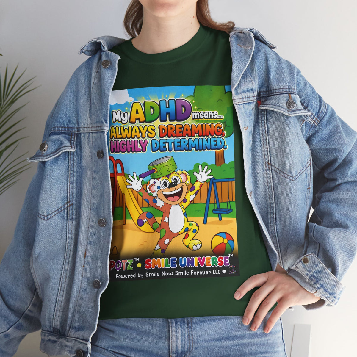Potz™ Unisex Heavy Cotton™ Tee – "My ADHD Means Always Dreaming, Highly Determined" Graphic Tee | Smile Universe Collection