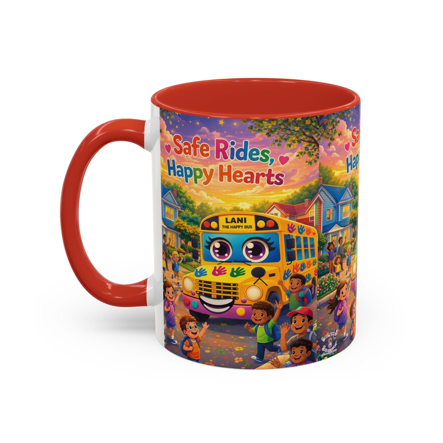 Lani™ Accent Coffee Mug (11oz & 15oz) – "Safe Rides, Happy Hearts" Graphic
