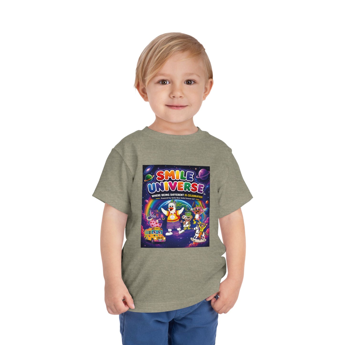 Smile Universe™ Toddler Short Sleeve Tee – "Where Being Different is CELEBRATED!" Graphic