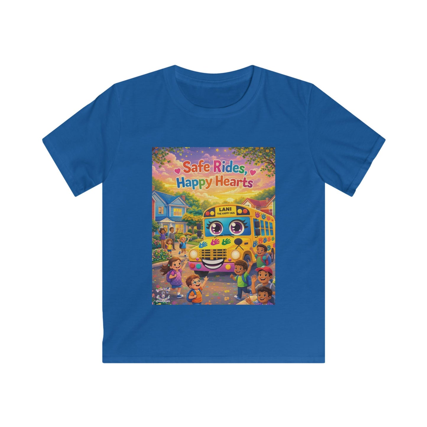 Lani™ Kids Softstyle Tee – "Safe Rides, Happy Hearts" Graphic