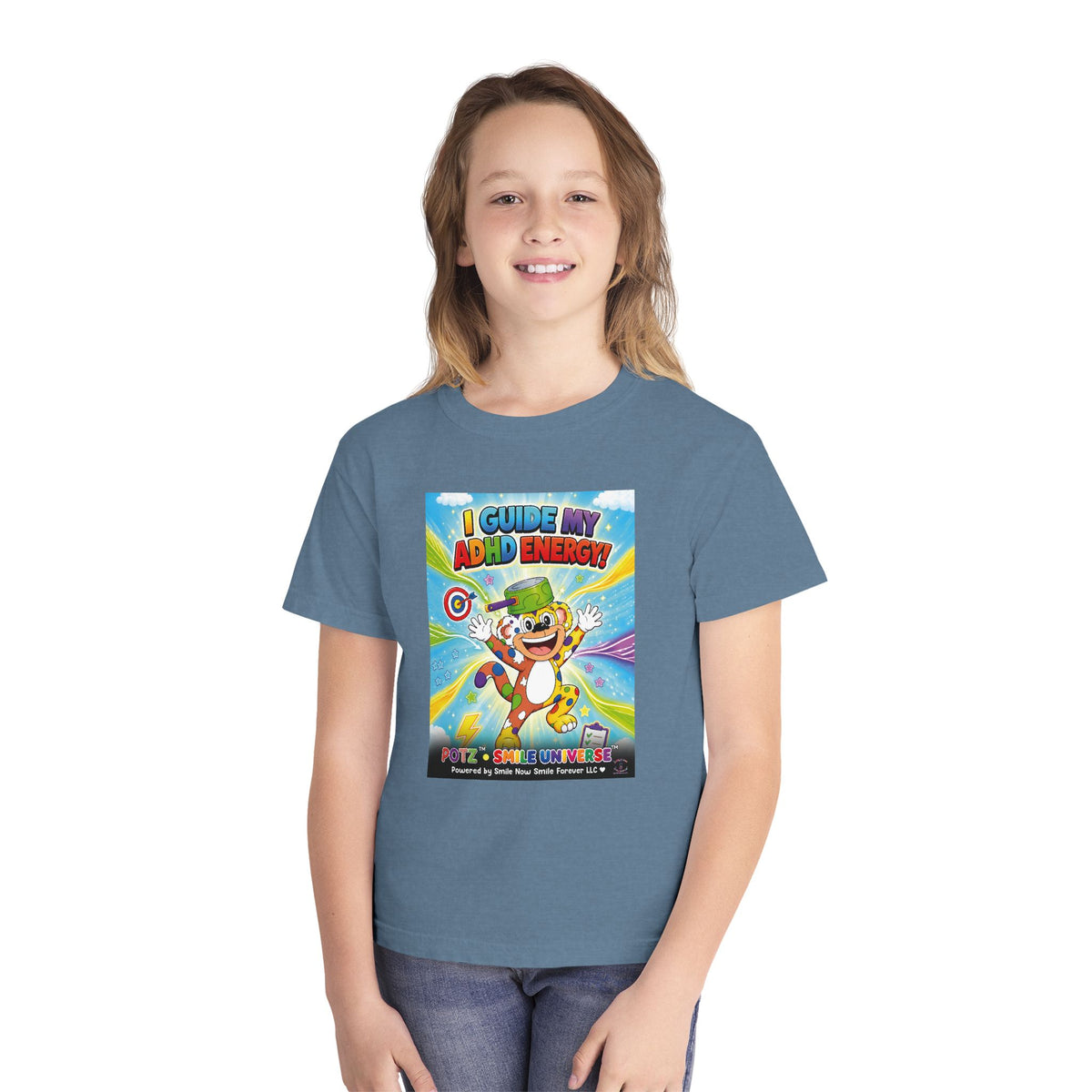 Potz™ Youth Midweight Tee – "I Guide My ADHD Energy!" Graphic Tee | Smile Universe Collection