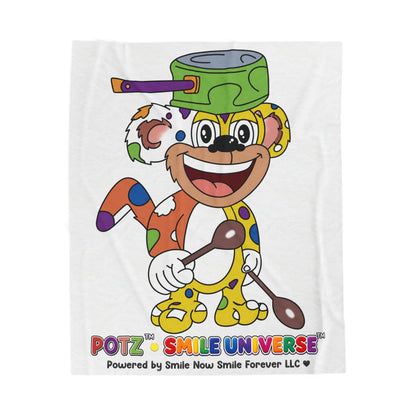 Potz™ Velveteen Plush Blanket – Playful Graphic Throw | Smile Universe Collection