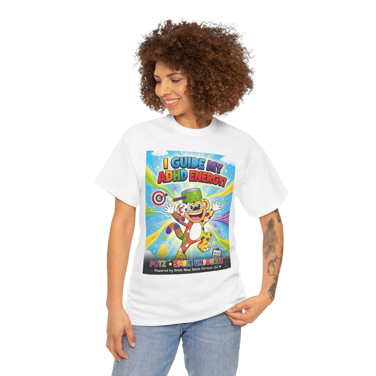 Potz™ Unisex Heavy Cotton™ Tee – "I Guide My ADHD Energy!" Graphic Tee | Smile Universe Collection