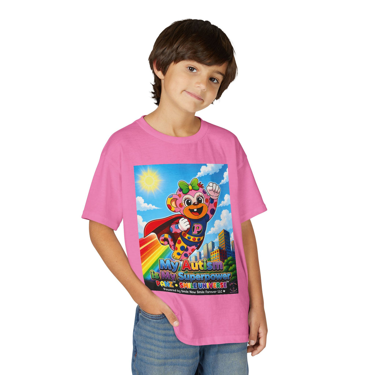 Panz™ Youth DryBlend® T-Shirt – "My Autism is My Superpower" Graphic | Smile Universe Collection