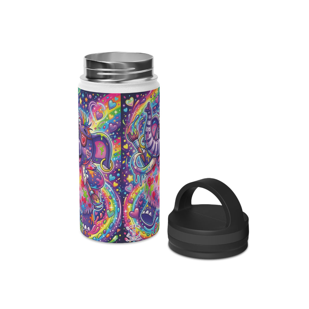 Piklez™ Stainless Steel Water Bottle with Handle Lid – "Magic Paint!" Graphic | Smile Universe Collection