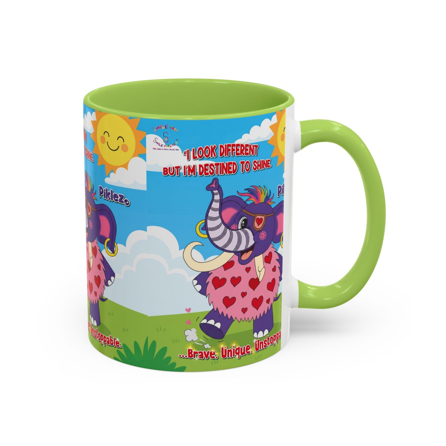 Piklez™ Accent Coffee Mug (11oz, 15oz) – “Destined to Shine” | Smile Universe Collection