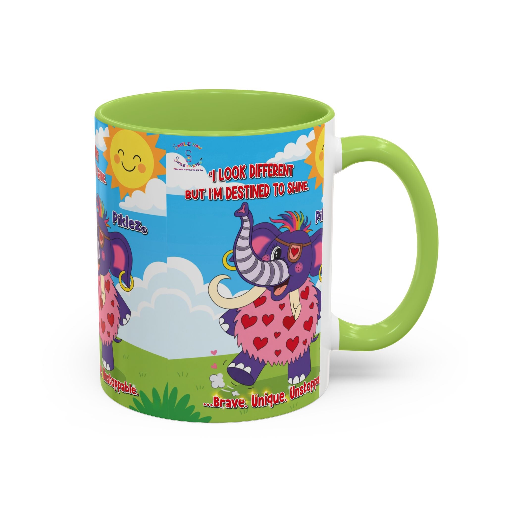 Piklez™ Accent Coffee Mug (11oz, 15oz) – “Destined to Shine” | Smile Universe Collection