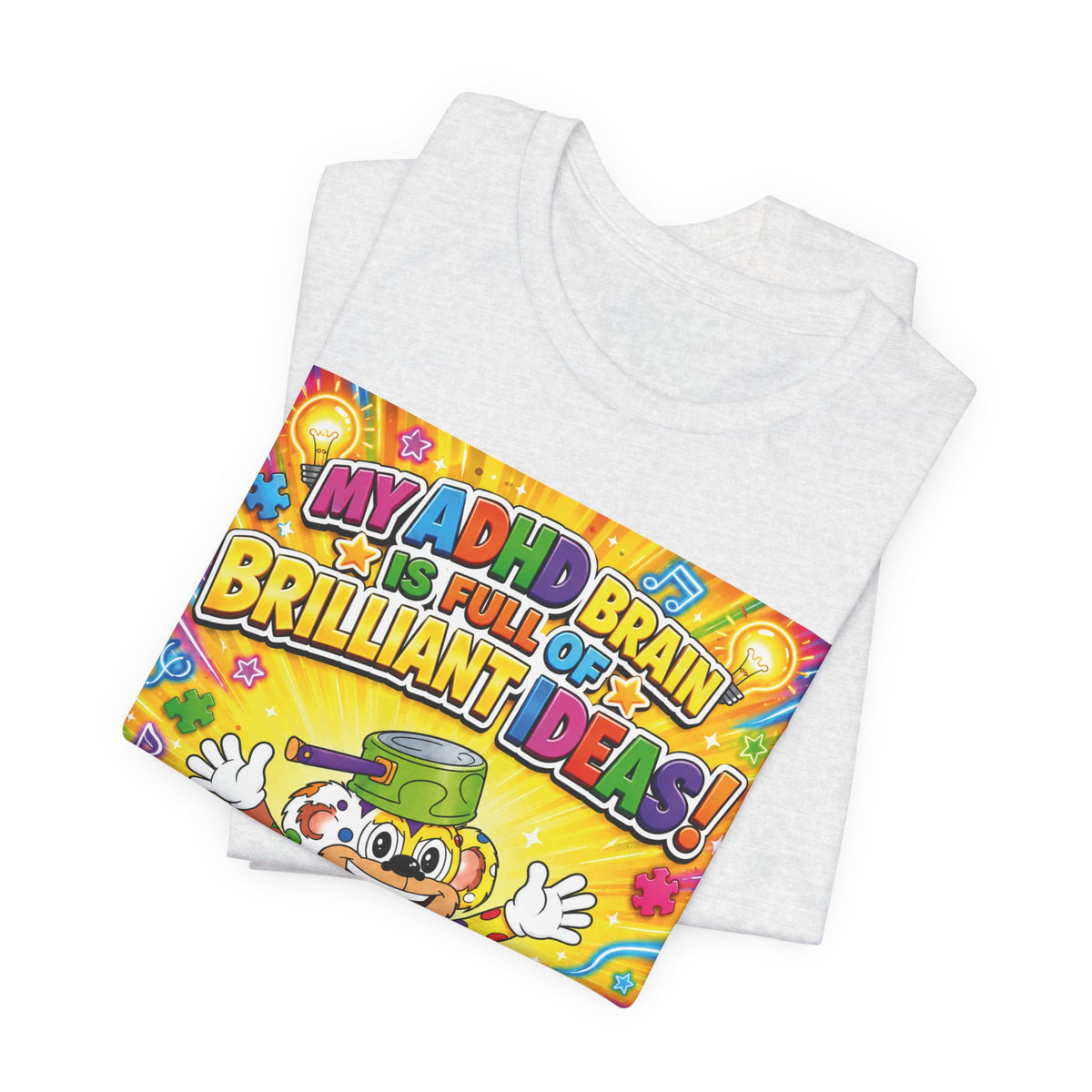Potz™ Unisex Jersey Short Sleeve Tee – "My ADHD Brain is Full of Brilliant Ideas!" Graphic Tee | Smile Universe Collection