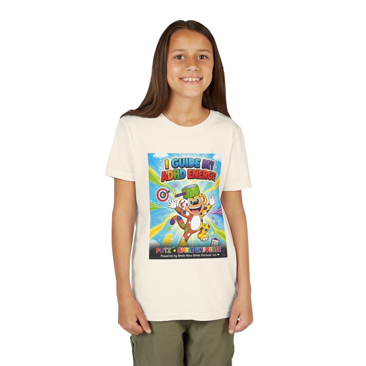 Potz™ Youth Short Sleeve Tee – "I Guide My ADHD Energy!" Graphic Tee | Smile Universe Collection