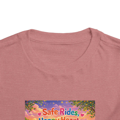 Lani™ Toddler Short Sleeve Tee – "Safe Rides, Happy Hearts" Graphic