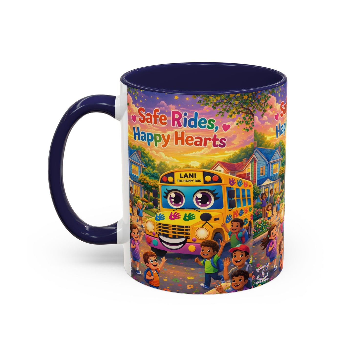 Lani™ Accent Coffee Mug (11oz & 15oz) – "Safe Rides, Happy Hearts" Graphic