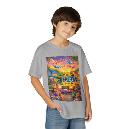 Lani™ Youth DryBlend® T-Shirt – "Safe Rides, Happy Hearts" Graphic