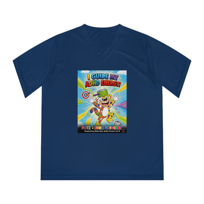 Potz™ Women's Performance V-Neck T-Shirt – "I Guide My ADHD Energy!" Graphic Tee | Smile Universe Collection