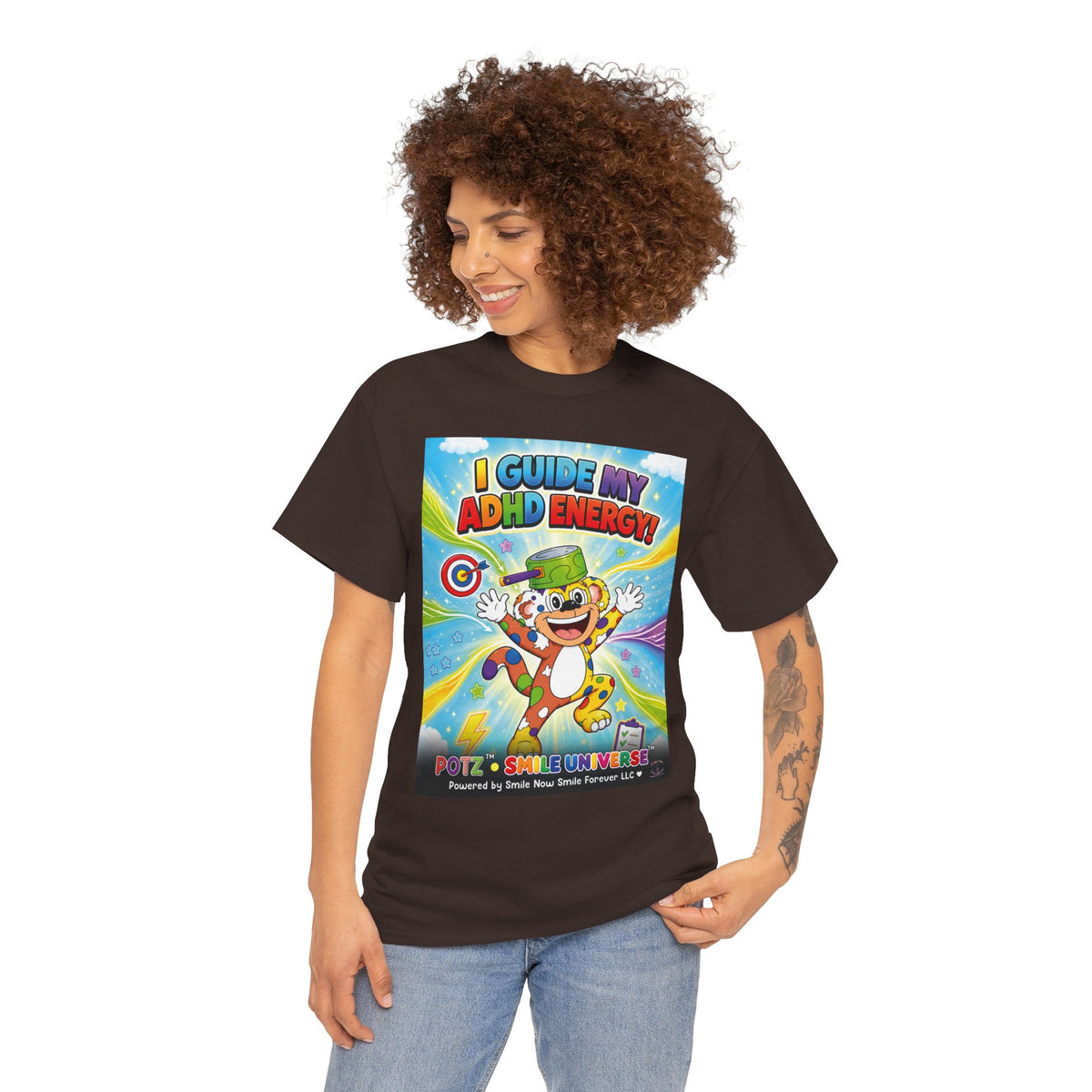 Potz™ Unisex Heavy Cotton™ Tee – "I Guide My ADHD Energy!" Graphic Tee | Smile Universe Collection