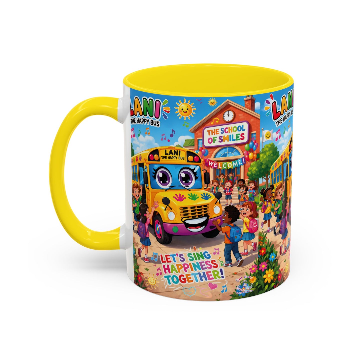Lani™ Accent Coffee Mug (11oz & 15oz) – "Let's Sing Happiness Together!" Graphic
