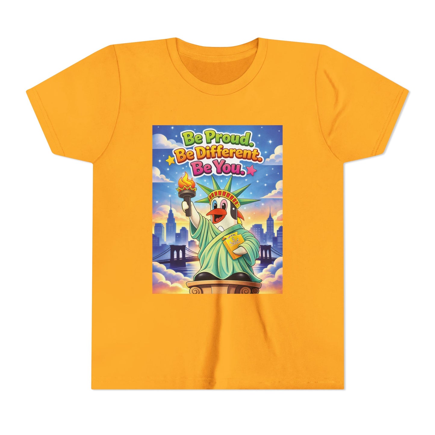 TuBz™M "Be Proud. Be Different. Be You." Kids T-Shirt - Inspirational Graphic Tee