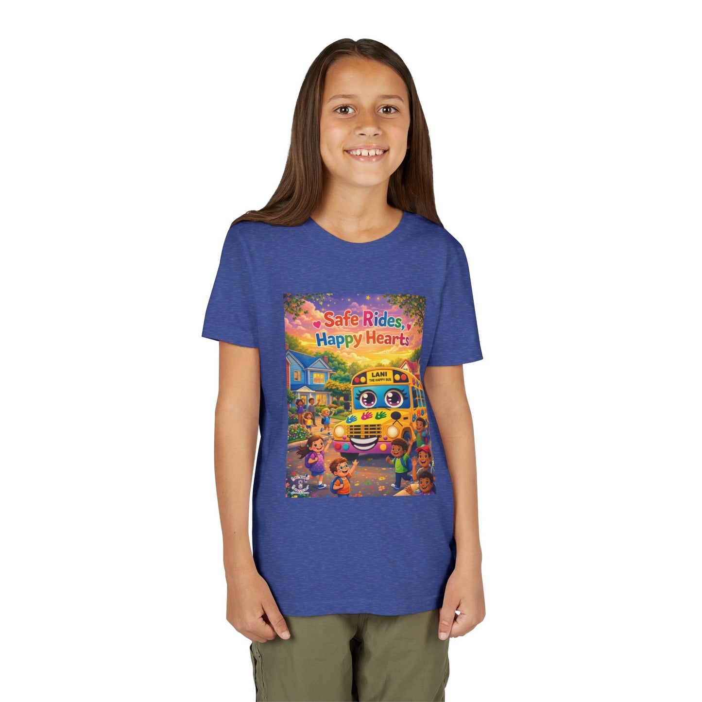 Lani™ Youth Short Sleeve Tee – "Safe Rides, Happy Hearts" Graphic