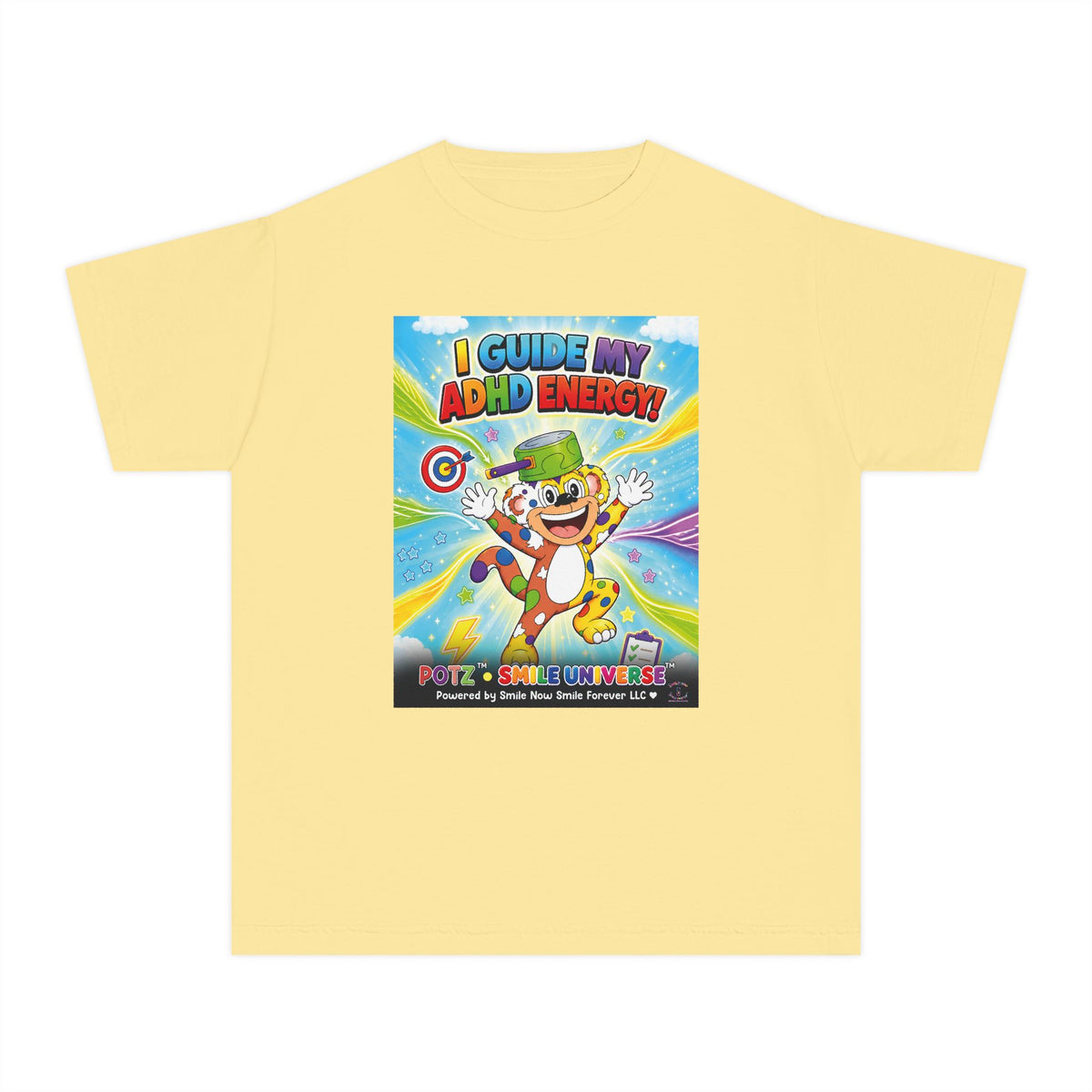 Potz™ Youth Midweight Tee – "I Guide My ADHD Energy!" Graphic Tee | Smile Universe Collection