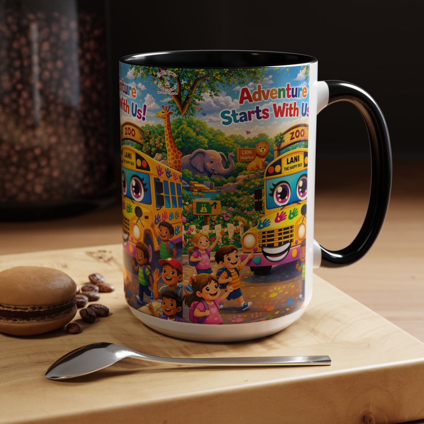 Lani™ Accent Coffee Mug (11oz & 15oz) – "Adventure Starts With Us!" Graphic
