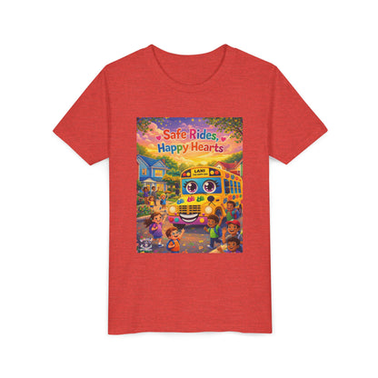 Lani™ Youth Short Sleeve Tee – "Safe Rides, Happy Hearts" Graphic