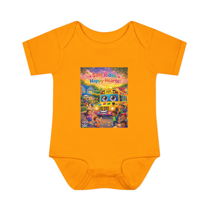 Lani™ Infant Baby Rib Bodysuit – "Safe Rides, Happy Hearts" Graphic