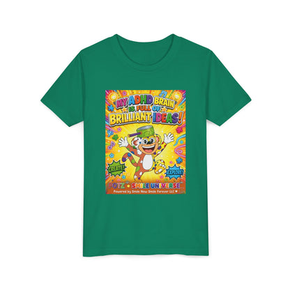 Potz™ Youth Short Sleeve Tee – "My ADHD Brain is Full of Brilliant Ideas!" Graphic Tee | Smile Universe Collection
