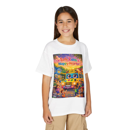 Lani™ Youth DryBlend® T-Shirt – "Safe Rides, Happy Hearts" Graphic