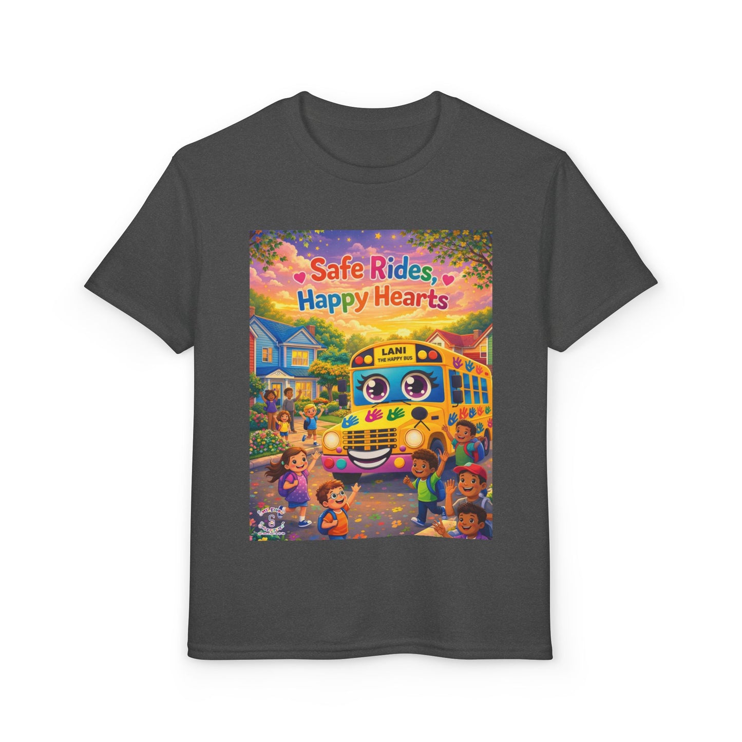Lani™ Youth DryBlend® T-Shirt – "Safe Rides, Happy Hearts" Graphic