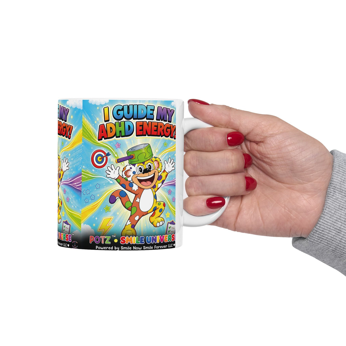 Potz™ Ceramic Mug – "I Guide My ADHD Energy!" Graphic Coffee Mug | Smile Universe Collection