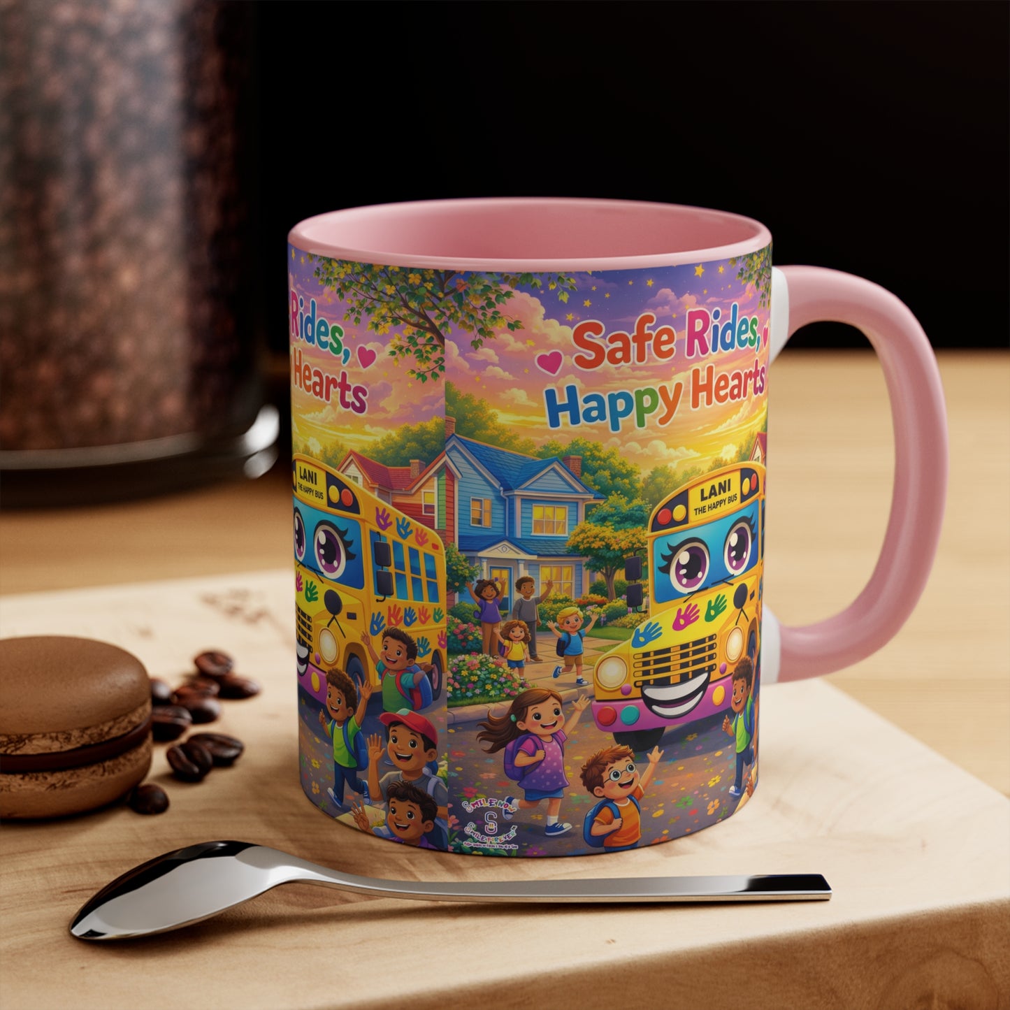 Lani™ Accent Mug – "Safe Rides, Happy Hearts" Graphic
